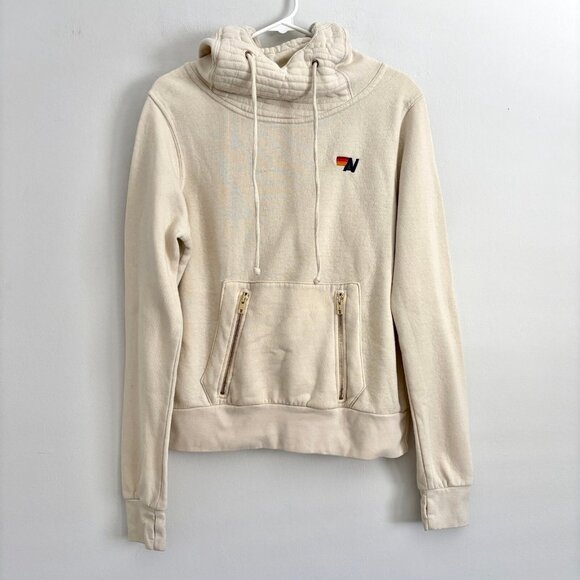Aviator Nation Ninja Hoodie Pullover Jacket in Vintage White Sz Small Sweatshirt - Picture 3 of 11